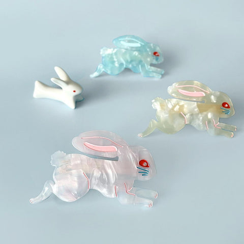 Lingonberry Candy Bunny Hair Barrettes