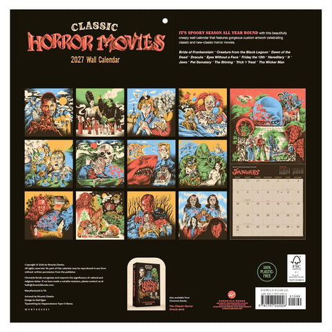 Classic Horror Movies 2027 Wall Calendar