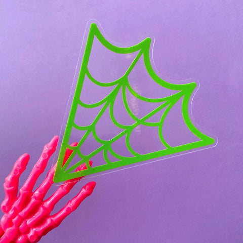 Neon Green on Clear Spiderweb Sticker