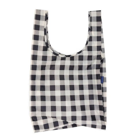 Standard Reusable Tote: Black + White Big Check