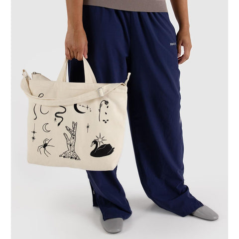 Horizontal Zip Duck Bag: Embroidered Ballet Icons