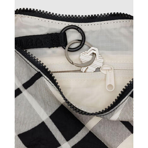 Small Nylon Crescent Bag: Mixed Plaid