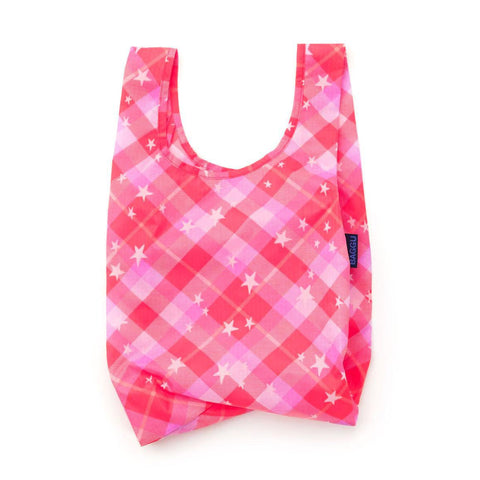 Baby Reusable Tote: Pink Star Plaid