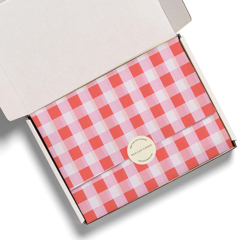 Red + Pink Gingham Tissue Paper