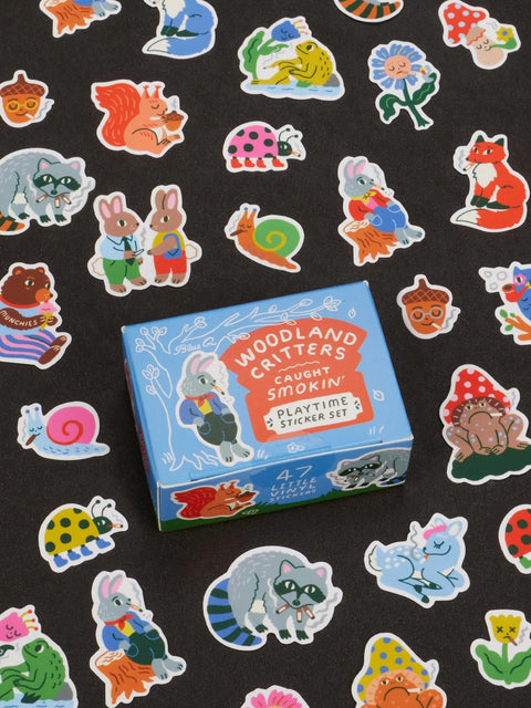 Woodland Critters Caught Smokin' Sticker Set