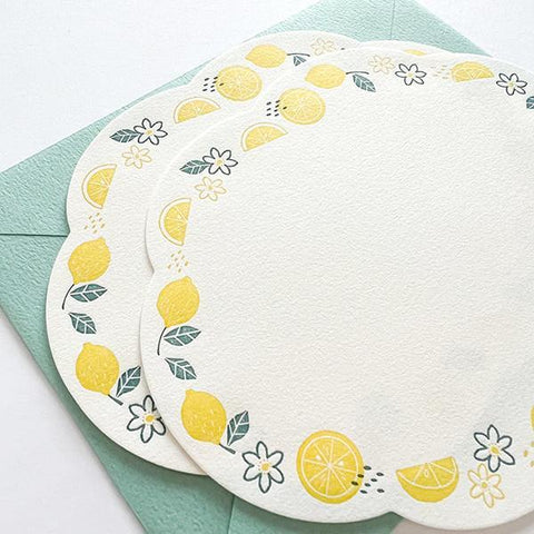 Die Cut Letterpress Stationery Set, Lemon