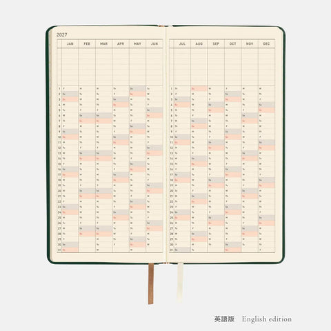 Hobonichi Techo 2027 Weeks Leather: Forest Green