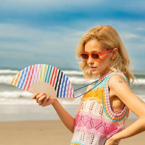 Multicolor Stripe Hand Fan