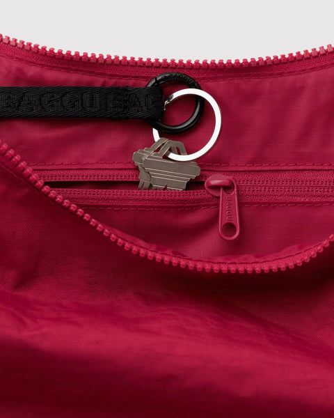 Medium Nylon Crescent Bag: Cherry