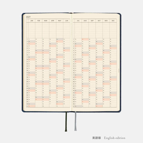 Hobonichi Techo Weeks 2027 Planner, Midnight Blue