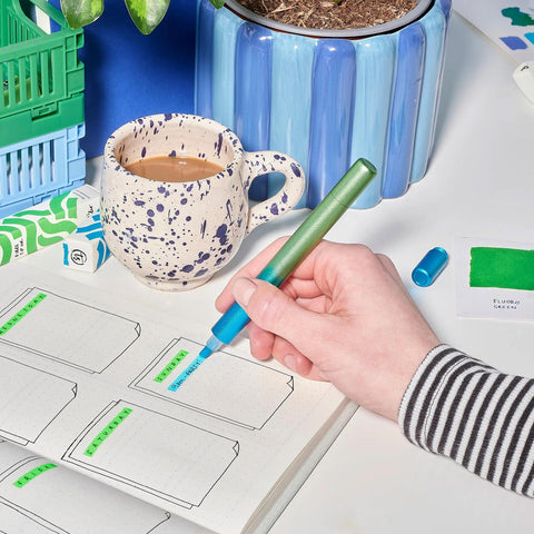 Ori Refillable Highlighter, Blue + Green