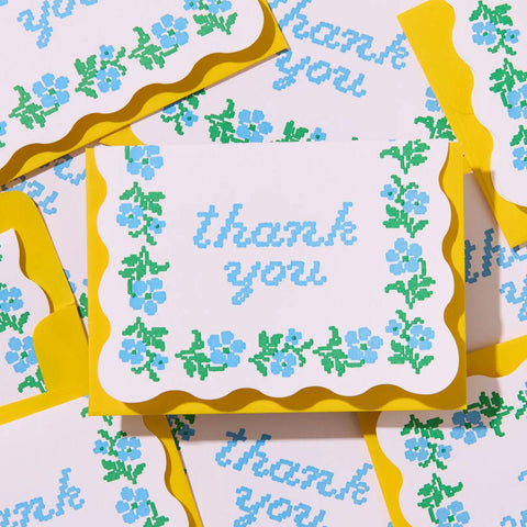 Floral Cross Stitch Thank You Card Set