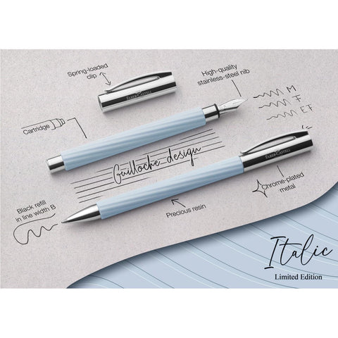 Ambition Fountain Pen, Italic Ice Blue