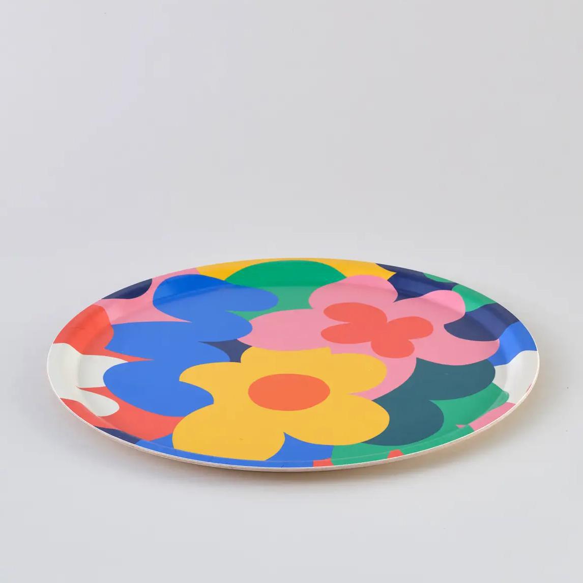 Floral Abstract Round Tray - Thumbnail 2
