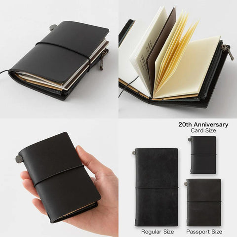 TRAVELER'S 20th Anniversary Card Size Notebook, Black