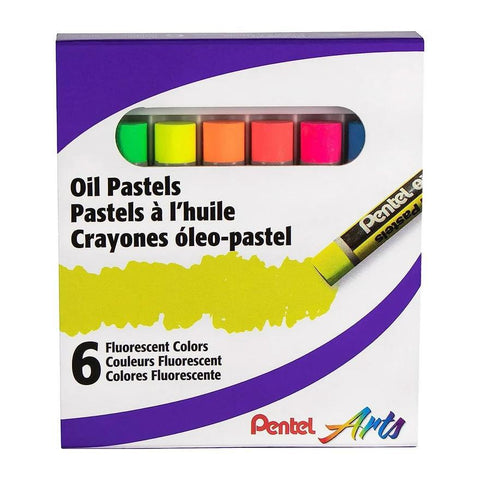 Pentel Arts Fluorescent Oil Pastels, Set of 6