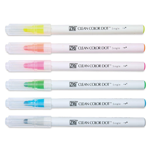 Zig Clean Color Dot Markers - Highlight Colors, Set of 6