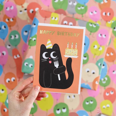 Happy Birthday Cake Cat Card