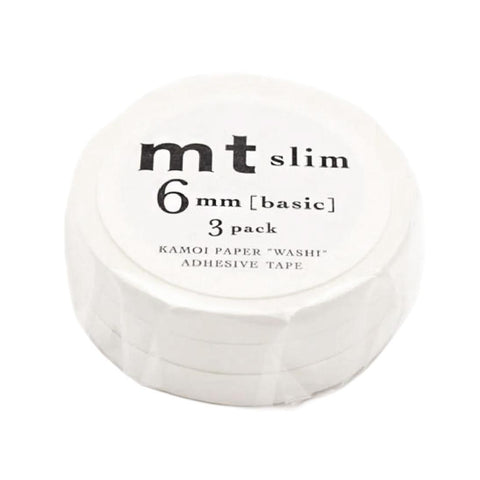 Matte White 6mm Slim Washi Tape Set