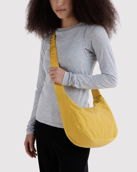 Medium Nylon Crescent Bag: Sunflower