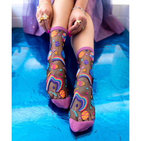 Pop Art Planets Sheer Socks