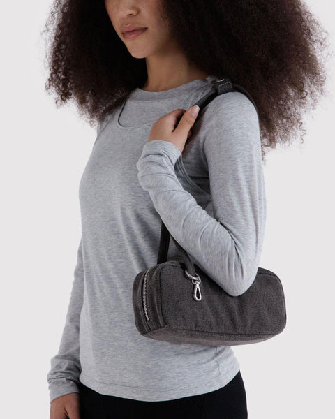 Small Denim Bowler Bag: Washed Black Denim