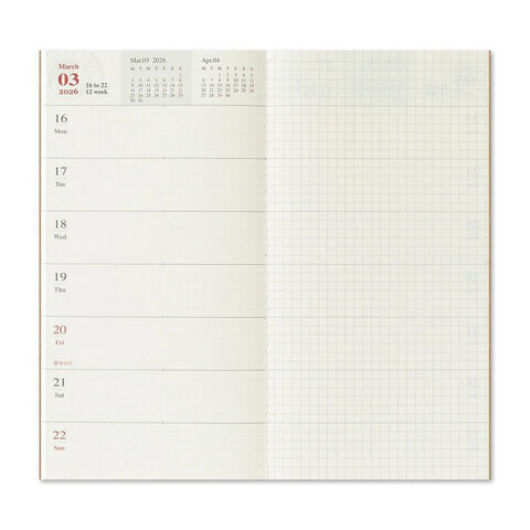 TRAVELER'S notebook, Regular Size, 2026 Diary (Weekly + Memo)