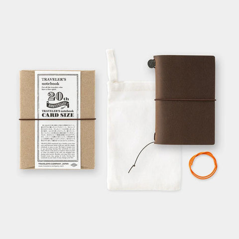TRAVELER'S 20th Anniversary Card Size Notebook, Brown