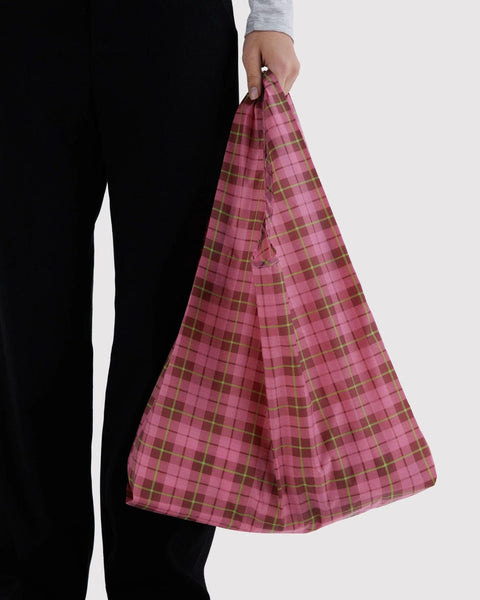 Standard Reusable Tote: Azalea Pink Tartan