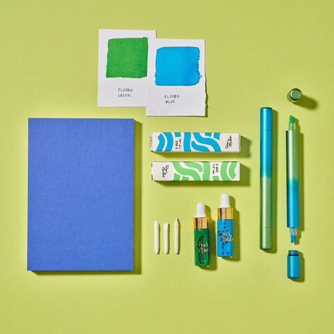 Ori Refillable Highlighter, Blue + Green
