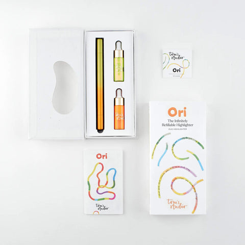Ori Refillable Highlighter, Orange + Yellow