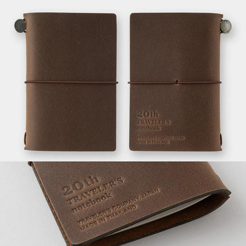 TRAVELER'S 20th Anniversary Card Size Notebook, Brown