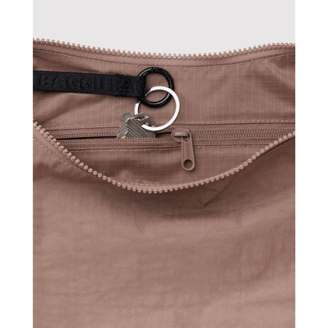 Medium Nylon Crescent Bag: Toasted Almond