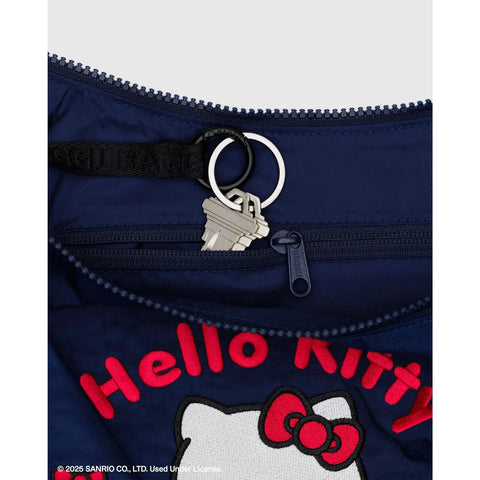 Medium Nylon Crescent Bag: Embroidered Hello Kitty + Teddy