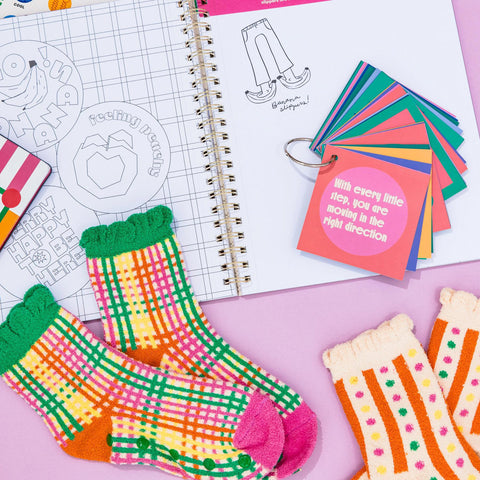 Colorful Grid Cozy Grip Socks