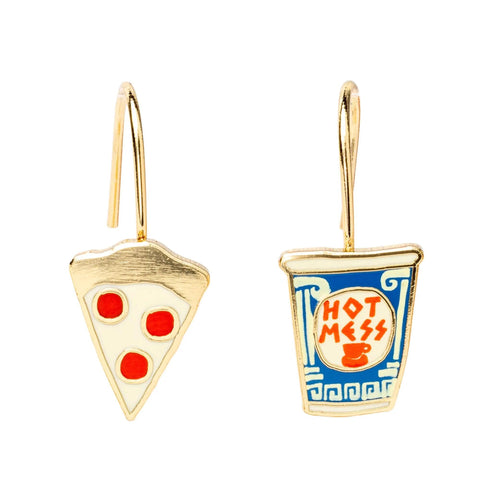 Pizza Slice + Coffee Cup Earrings