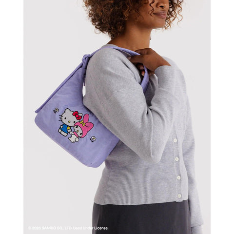 Mini Nylon Shoulder Bag: Embroidered Hello Kitty + My Melody