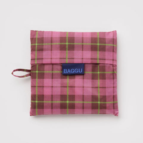 Big Reusable Tote: Azalea Pink Tartan