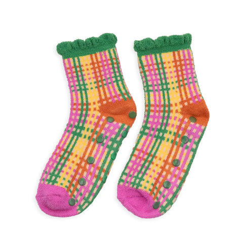Colorful Grid Cozy Grip Socks