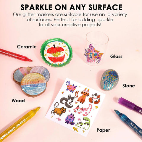 Medium Tip Iridescent Glitter Acrylic Paint Markers, Set of 24