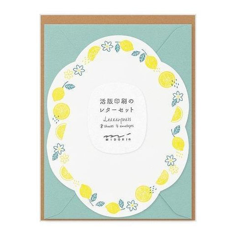 Die Cut Letterpress Stationery Set, Lemon