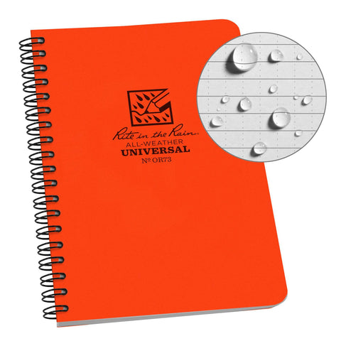 All-Weather Side Spiral Notebook, Bright Orange