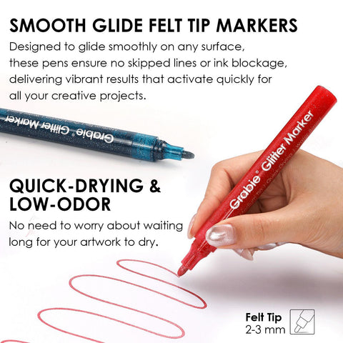 Medium Tip Iridescent Glitter Acrylic Paint Markers, Set of 24