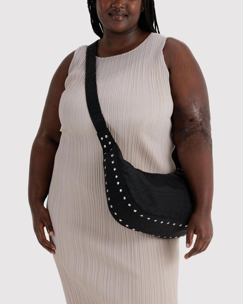 Medium Nylon Crescent Bag: Studs