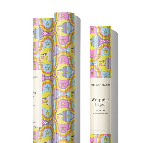 Moon + Rainbows Wrapping Paper
