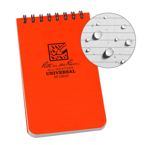 All-Weather Top Spiral Memo Pad, Bright Orange