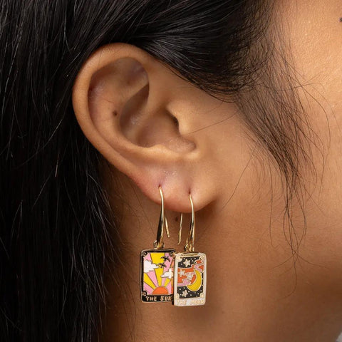 Sun + Moon Tarot Card Earrings
