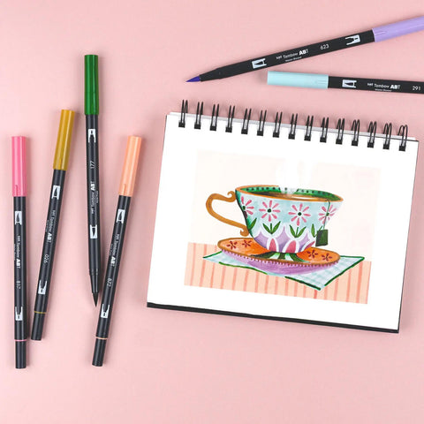 Teatime Dual Brush Pens, Set of 6