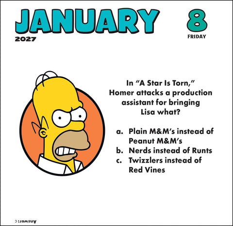 The Simpsons 2027 Day-to-Day Calendar