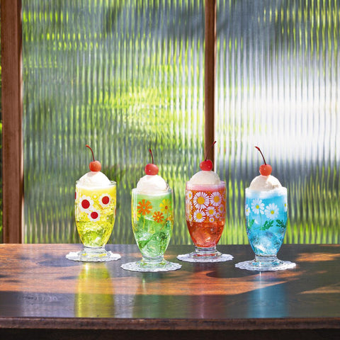 Retro Footed Glass Cup, Dahlia